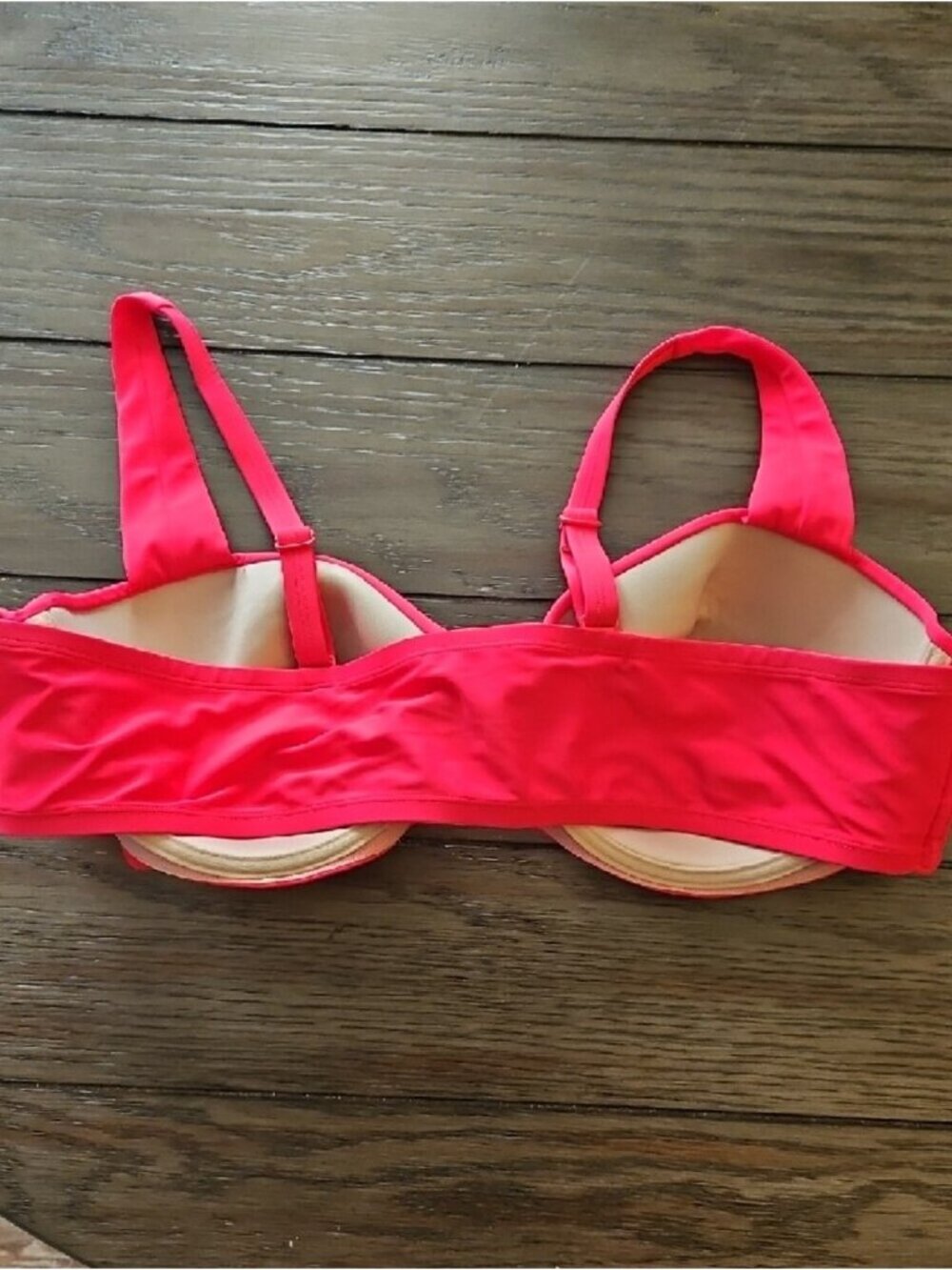 Neon Coral Lace-Up Push-Up Bikini Top - Women - Picture 3 of 8